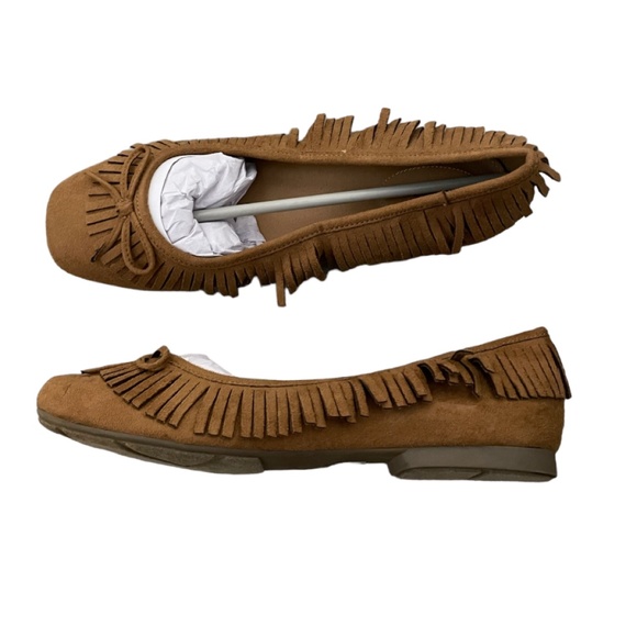 ComfortView Tan Fringe Trim Flats Size 10 W - Picture 1 of 7